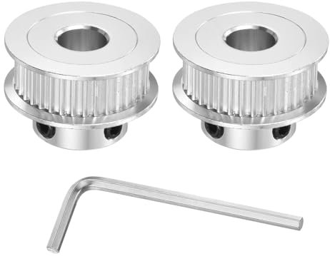QUARKZMAN 2GT Riemenscheibe 36 Zähne 8mm Bohrung Aluminium Zahnriemenscheibe für 6mm Breite 36T Zahnriemen mit Sechskantschlüssel für 3D-Drucker, CNC, Umlenkrolle Pulley-2 Stück Silber