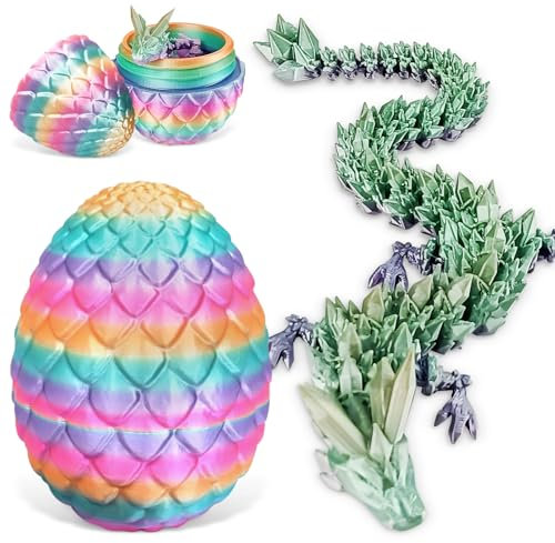 3D Gedrucktes Drachenei, Drachenei mit Drache, Geheimnisvolle Drachen Spielzeug, Beweglicher Drache, Geschenke Beweglicher Drachen Figuren für Easter Dekoration (Bonbonfarbe)