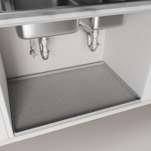 YUANGANG Alfombrilla impermeable para debajo del fregadero, alfombrilla gruesa de silicona, protector de estante antideslizante, protector de gabinete para cocina, baño, área de lavandería (71 x 56 x