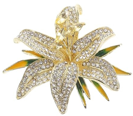 VALICLUD Lilien Brosche Damen Strass Anstecknadel 1.97X1.57In Elegantes Design Für Anzug Kleid Vielseitiges Schmuckaccessoire Mit Funkelnden Steinen Für Hochzeit Besondere Anlässe