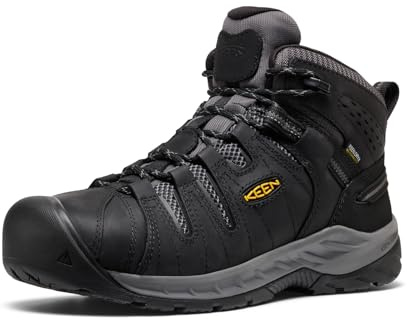 KEEN Utility Flint 2 VersaTREAD - Stivali da lavoro da uomo, antiscivolo, con punta in acciaio, impermeabili, colore nero/scuro (Black Shadow), taglia 42