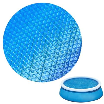 Solar Pool Cover 8ft, Round Bubbles Solar Tarpaulin Heat Retaining Blanket Swimming Pool Insulation Film for Water Heating and Protect Your Swimmingpool