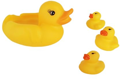 Lot de 4 jouets de bain pour bébé famille de canards - Parents et enfants - Canards en caoutchouc interactifs - Matériau de sécurité - Simulation de pression - Appels de canards réels - Jouet