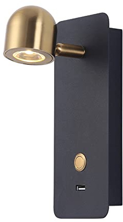 Spotlight a LED, luce di lettura a LED con presa USB, 350 °+° Pronzo della parete regolabile girevole, parete della lampada da comodino in ottone spazzolato, apparecchi di illuminazione decorativa per