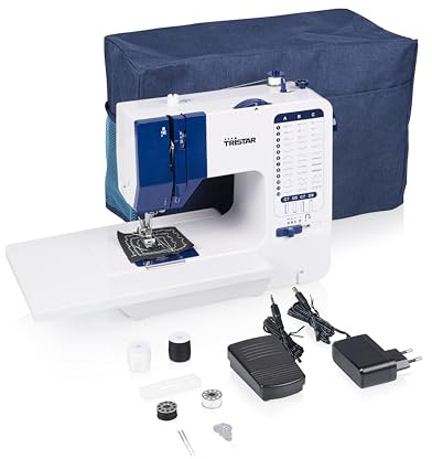 Tristar Nähmaschine mit 38 Stichprogrammen, Abnehmbarem Anschiebetisch, Freiarm, LED-Licht, Automatischem Nadeleinfädler, Fadenschneider, Geschwindigkeitsregelung, SM-6005