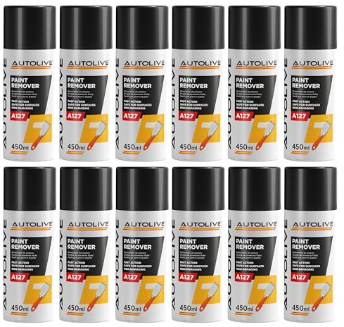 AUTOLIVE Eliminador de Pintura Profesional Spray Pack de 12 x 450 ml – Acción Rápida, Seguro para Superficies y No Dañino – Elimina Pintura, Laca, Goma de Mascar y Suciedad Difícil