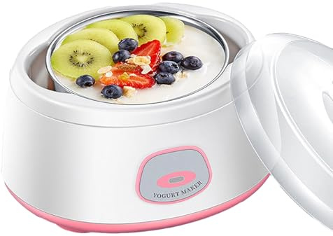 Yogurtiera, Macchina per Lo Yogurt, con Contenitore Interno da 1 Litro in Acciaio Inossidabile, Facile da Pulire, per Preparare in Casa Alimenti Fermentati Sani(Pink)