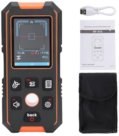 Détecteur de scanner mural, détecteur de montants 3 en 1 pour bois caché, fils AC métalliques, écran LCD couleur 2,4, détection précise de la profondeur, batterie rechargeable –