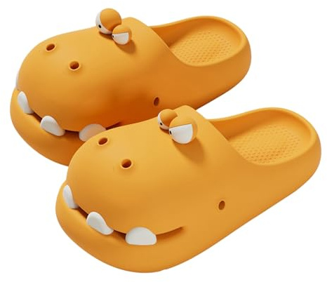 Sandales Plates Femme Sandale Confortable Confort Pantoufles Dinosaures Mignonnes pour Femmes avec Semelles Souples Antidérapantes Et Semelles Épaisses Chaussures Ete Femme Sandales Et (Yellow,40)