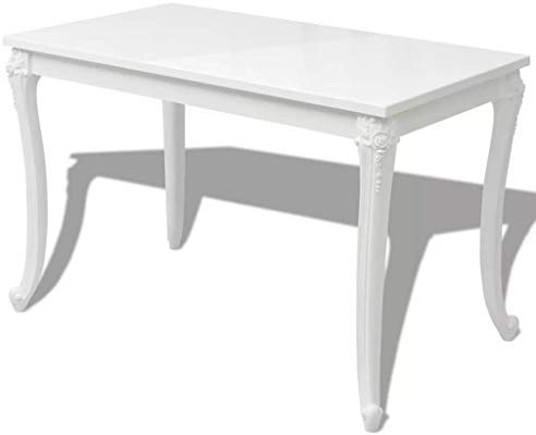 Festnight Rechteckig Tisch Esstisch Esszimmertisch Küchentisch 116 x 66 x 76 cm für Küche oder Esszimmer - Hochglanz-Wei?