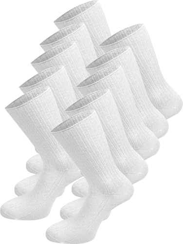 normani 10 Paar Socken aus 100 % Baumwolle – Damen und Herren - Weiche Alltags-Socken ohne Gummidruck – In Schwarz oder Weiß erhältlich