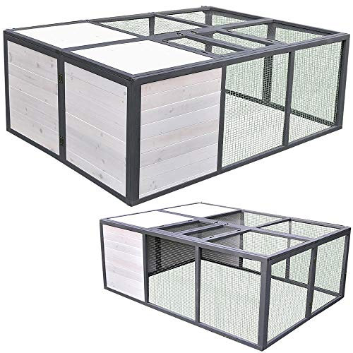 Melko Freilaufgehege klappbar Ausbruchsperre Kaninchen 160 x 119 x 60 cm Holz Kaninchenauslauf