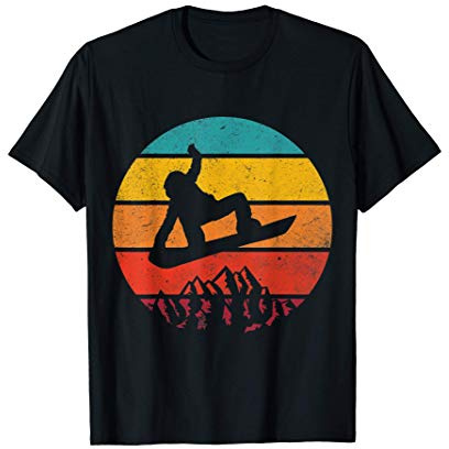 Snowboard Retro Vintage Cool Snowboarding Sunset compleanno Maglietta