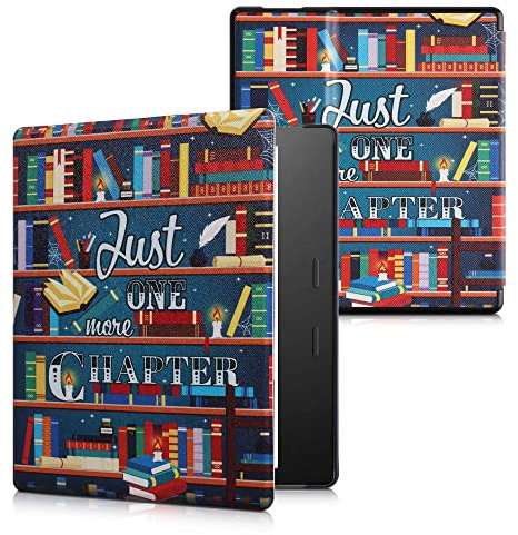 kwmobile Klapphülle kompatibel mit Amazon Kindle Oasis 10. Generation Hülle - eReader Case - Bibliothek Motto Mehrfarbig