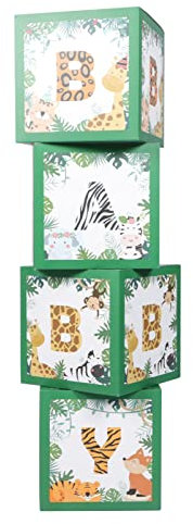 TOPBATHY 4pièces Lot De Boîtes à Ballons Anniversaire Motifs Animaux Décoration Shower Accessoires Photo Fête Prénatale