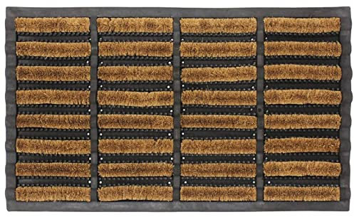 LSC Tuff Scrape Extra Large Door Mat Heavy Duty Outdoor Doormats Removes Grass, Mud and Dirt 100% Natural Coir Bristle with Rubber Backing Machine Washable Doormats (nbs Pack of 1, 45 x 75 cm)