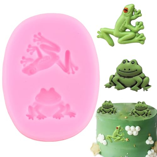YIHUOMOLDS Moules à fondant en silicone grenouille pour décoration de gâteaux, cupcakes, chocolat, bonbons, pâte à sucre, argile polymère