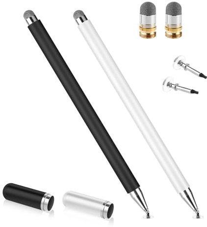 Giantree 2 Stück Tablet Stift Eingabestift Universal, 2 in 1 Touchscreen Stift Stylus Pen mit Zwei-Wege-Magnetsauger Stiftkappe für Tablets Smartphone Alle kapazitiven Touchscreens -Geräte