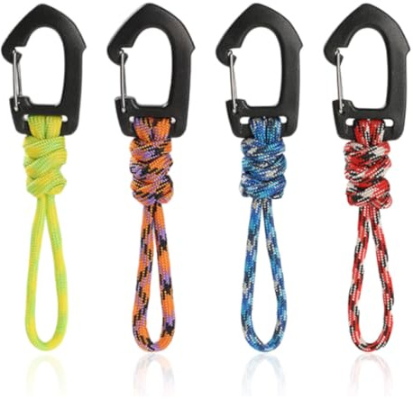 FDCGAS mousqueton porte clé - 4 pcs porte clef mousqueton,Porte-Clés Multifonctionnel en Corde Tressée Porte-clés avec Mousqueton Porte-clés en Sangle, 12 cm