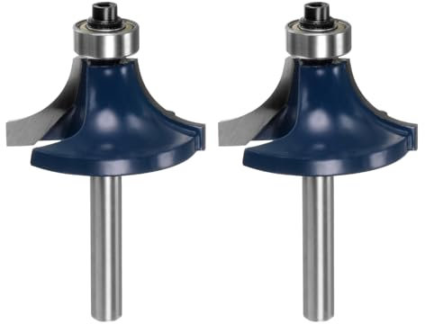 QUARKZMAN 2pz Fresa per Bordi Arrotondati 1/4 Attacco 1 Punta Arrotondata con Bordo con Punta Carburo Raggio con Guida Cuscinetto Fresa per Lavorazione Legno