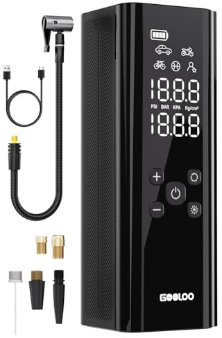 GOOLOO GT150 Tire Inflator Portable Air Compressor，4X Faster 150PSI Cordless Air Pump for Car Tires with Tire Pressure Gauge, Smart Electic Tire Pump with Auto-Shutoff for Pickup, Motor, Bike，Balls