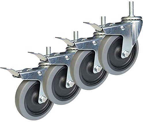 Generisch 3-Zoll-Lenkrolle mit feststellbarem M12-Gummischaft und Bremse, robuste Industrierolle, für Möbel und Werkbank, 4er-Set