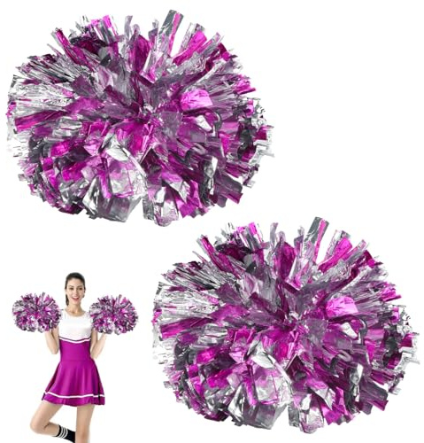 2 Stück Cheerleader Pompons Handblumen Metallic Cheer Poms Cheerleading Pom Poms, Metal Foil Cheerleading Pom Poms Kunststoff Cheerleader Pom Poms Für Cheerleading Spiele Sportwettbewerb