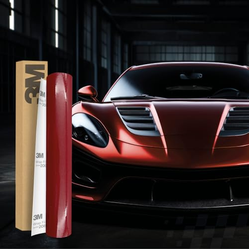 3M 2080 Car Wrapping Folie Selbstklebende Autofolie für Auto Motorrad Boot 3D Lackschutzfolie mit Luftkanälen zum Folieren (G203 Gloss Red Metallic, 50 x 152cm)