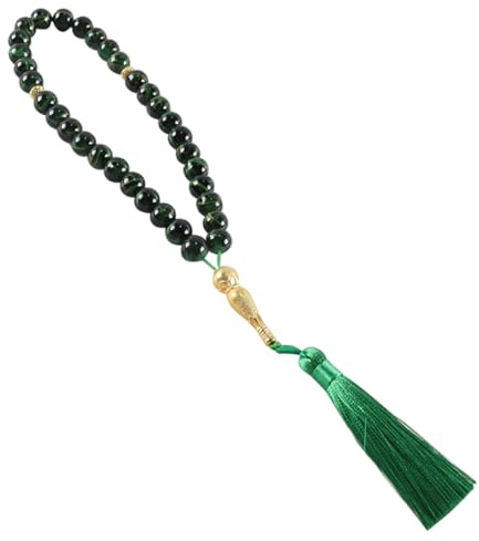 Gorise Islamische Gebetsperlen, muslimischer Rosenkranz, Misbaha, Tesbih, Dhikr, Zikr-Perlen, Rosenkranz, Gebetszähler, arabisches Quastenarmband, 33-teilig, Glas