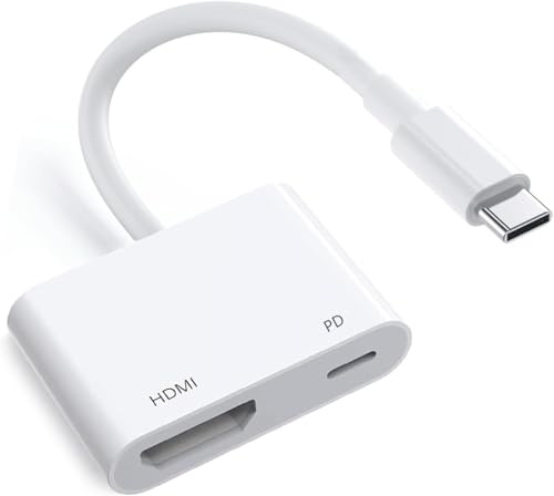 USB C to HDMI Adapter for iPhone 15, Type C to HDMI Adapter with 4K 60Hz Quick Charge at 100W, USB C Converter Compatible with iPhone 15 Series, MacBook, White