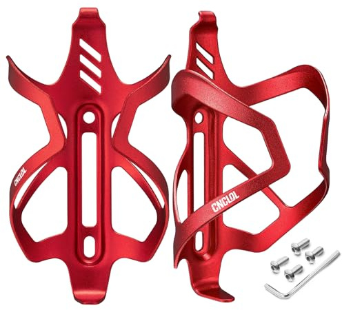 CNCLOL Fahrrad‑Flaschenhalter, Aluminium für Rennrad, MTB, Kinderfahrrad | Leicht Fahrrad‑Getränkehalter, Metall‑Trinkflaschenhalter mit Schrauben. Für E‑Bike, Mountainbike und Gravel‑Bike, Rot