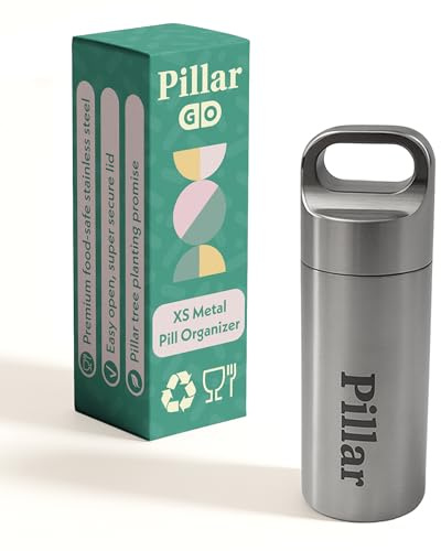 Pillar Go - Stainless Steel Keyring Pill Holder | Recycled Metal Pill Box Keyring | Waterproof Portable Pill Keyring for Travel