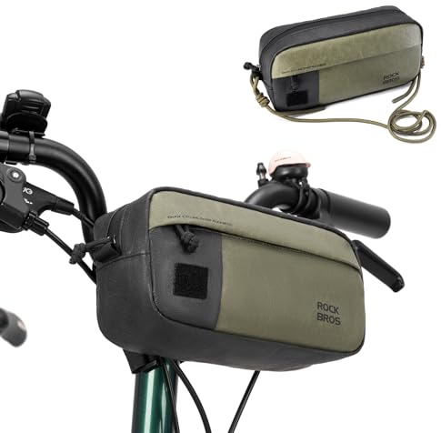 ROCKBROS Bolsa Pequeña para Manillar de Bicicleta, 1.5L Bolsa Frontal con Correa de Hombro, Ligera Resistente al Agua para MTB Bici Carretera Plegable E-Bike