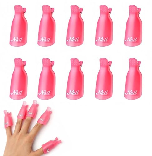 Nagellackentferner Clips Set, Nails Art Gel Cap Einweichen Clip Maniküre Tränken Weg Nagel-Clips Gel Polish Entferner Wrap für ToolZehennägel & Finge 10 Stück