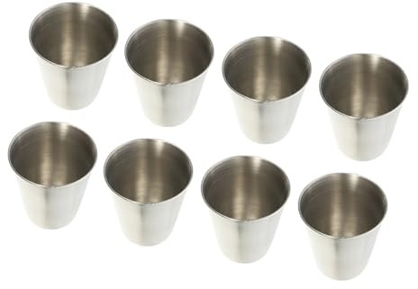 MOTHNUR 8 piezas Copas Pequeñas de Acero Inoxidable para Licor y Vino Blanco Resistentes Golpes con Base Estable y Diseño Fácil de Limpiar para Uso Doméstico y Portátiles