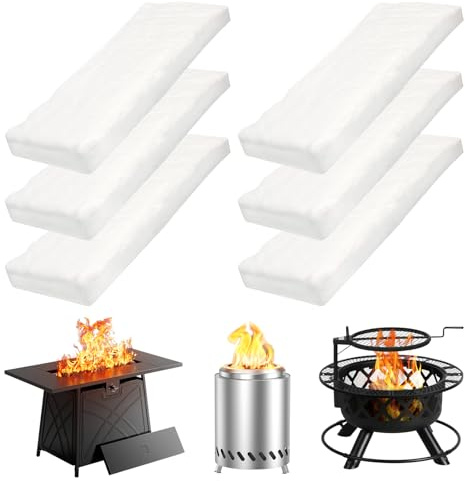6 Keramikwolle für Bioethanol Tischkamin,Ethanol Kamin und Brennspiritus-30x10x1,3cm,Wolle für Bioethanol Kamin Indoor & Outdoor,Keramikfasermatte für Tischfeuer,Brennkammer Ersetze,Längere Brenndauer