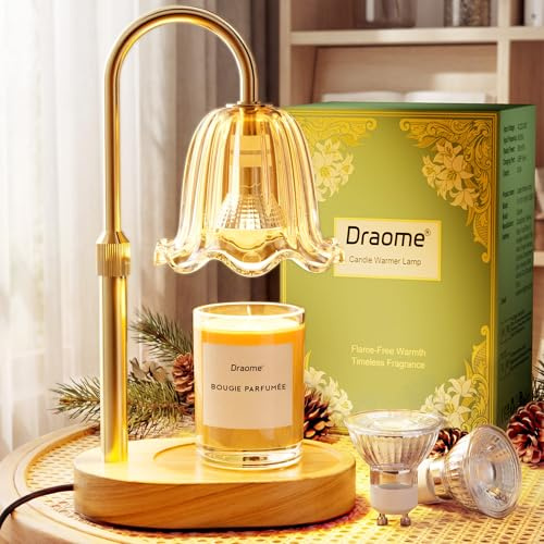 Draome Ljusvärmare lampa – dimmer och timer med 2 glödlampor | Ljus varm lampa, justerbar höjd flamlösa blommor lampa lju för ljus i glas kvinnor flickvän mamma