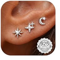 Finrezio 3Paires Boucles d'Oreilles Femme Argent 925 Hypoallergénique