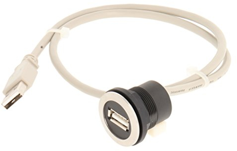 Schlegel 23.001.557 USB-Buchse Edelstahl, 1x USB-Buchse Typ A, 1x USB2.0-Kabel Länge 60 cm und Stecker Typ A