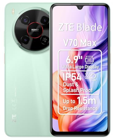 ZTE Blade V70 max Android-Handy, Smartphone ohne Vertrag: 4GB+128GB, 6000 mAh, 50MP Kamera & 6.9 HD-Großdisplay in Lake Green