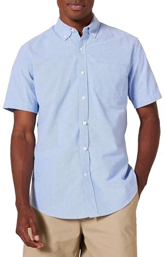 Amazon Essentials Chemise Oxford à Une Poche et Manches Courtes Coupe Régulière Homme, Bleu, XXL