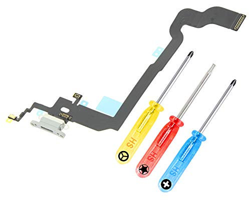 MMOBIEL Ladebuchse Kompatibel mit iPhone X - 5.8 inch - 2017 - Dock Connector Flex Kabel - Audio Jack/Mikrofon/Antenne Ersatz - Inkl. Schraubenzieher - Silber