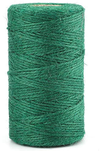Ficelle de Jute Corde en Jute 2mm x 100M pour Travaux Manuels, Décoration, Emballage Cadeau, Jardinage (Vert)