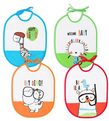 Ti TIN Pack 4 Baberos Bebé Impermeables 23x28 cm, 6-12 meses