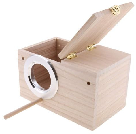 PIVBY Parakeet Nest Box Bird House Budgie Wood Breeding Box for Lovebirds, Parrotlets Mating Box (M:7.94.74.7 inch)