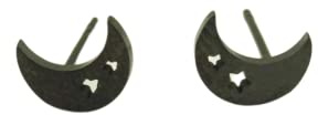 Edelstahl Ohrstecker Mond Sichel Sterne Stecker schwarz Ohrringe