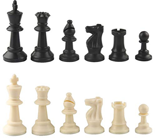 Andux Schachfiguren aus Kunststoff, nur Figuren XQZ-02 (Königshöhe 75 mm) | Schachfiguren aus Kunststoff, für Erwachsene und Jugendliche, für die Freizeit nach der Schule, nur Schachfiguren