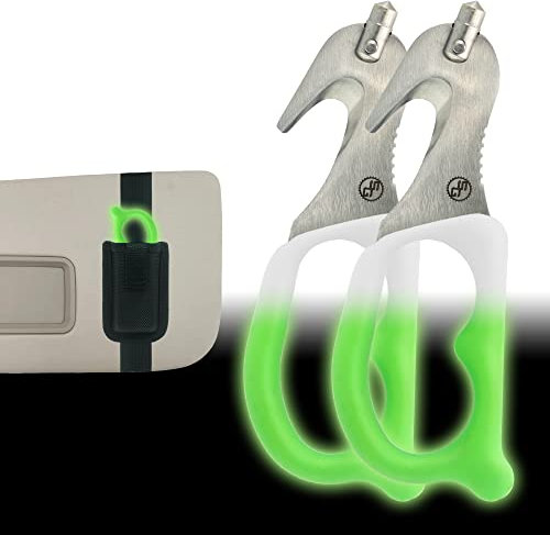 StatGear SuperVizor XT Auto-Notfall-Rettungswerkzeug – Gurtschneider & Fenster Glas Breaker Hammer Survival – kann direkt an Ihre Sonnenblende montiert werden (2 Stück, glänzend)