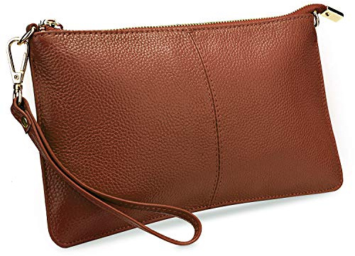 YALUXE Genuine Leather Wristlet Handbags Purses Cell Phone Pocket Clutch Wallet Crossbody Bags for Women