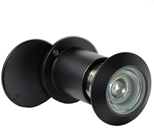 Türspion Messing mit Sichtschutz Bohrloch ∅27mm Spion Schwarz Matt | Für Türblätter Weitwinkel-Türspion 200°, für 40-70mm Haustür hochwertige Echtglaslinse